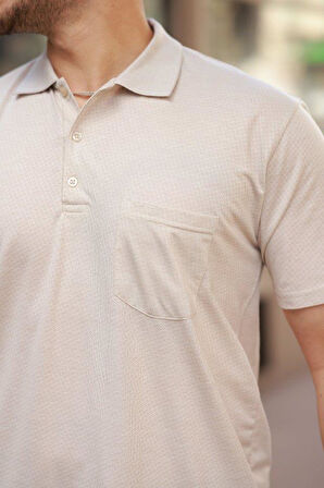 Erkek Yakalı Mini Jakarlı Kısa Kollu T-shirt