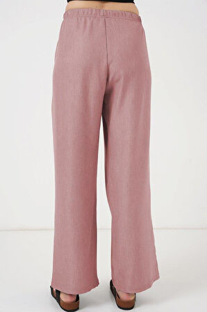 Geniş Paça Keten Pantolon 6735 - Pudra