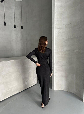 Drape Detaylı Midi Elbise