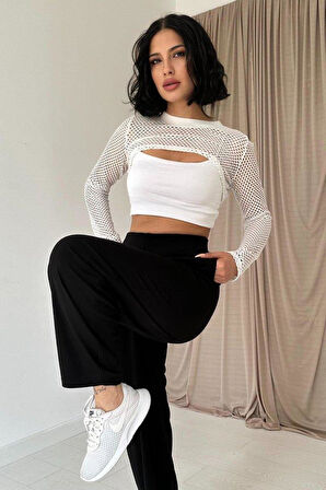 Siyah Pensli Lastik Detaylı Pantolon