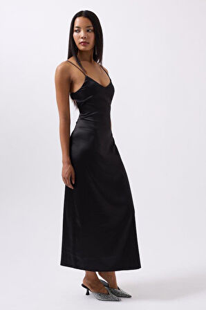 Saten İnce Asklı Elbise