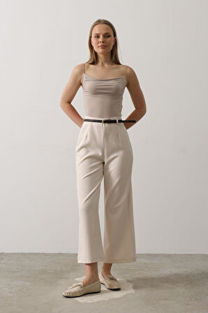 Kemer Pens Detaylı Pantolon - Bej