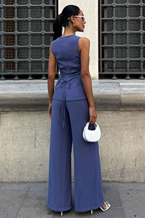 Arkası Bağcıklı Yelek Plazza Pantolon Modal Takım 10202-08