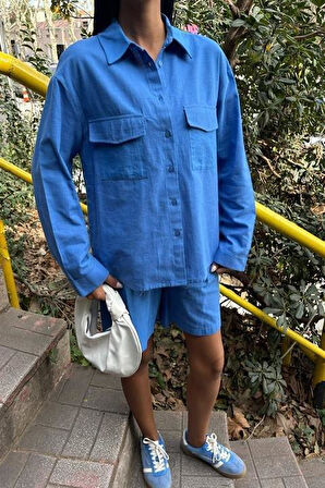 Gömlek Ve Şort Flamlı Keten Takım 10130