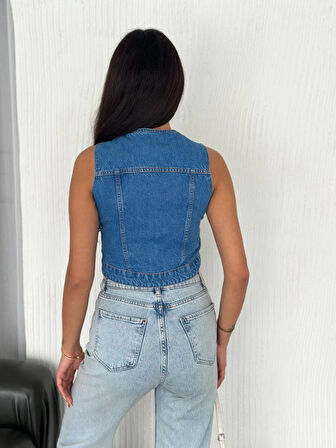 Kot Jeans Yelek - Mavi