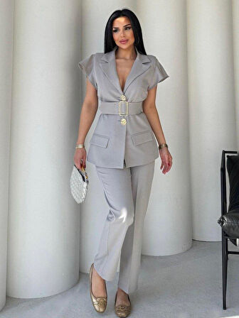 Vatkalı Yelek Pantolon İkili Takım