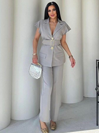 Vatkalı Yelek Pantolon İkili Takım