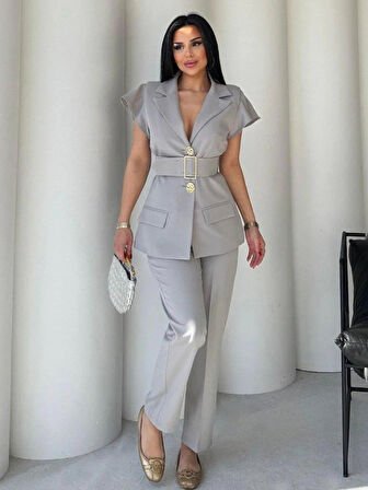 Vatkalı Yelek Pantolon İkili Takım