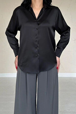 Siyah Saten Gömlek