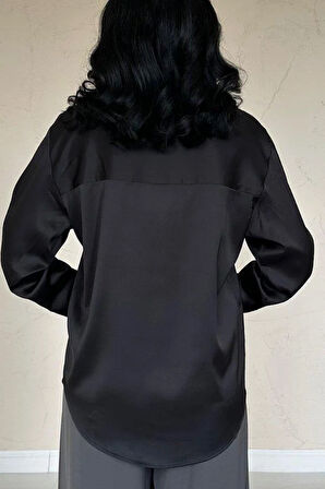 Siyah Saten Gömlek