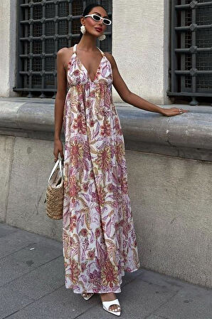 Amelia Sırt Dekolteli Şifon Elbise 2614