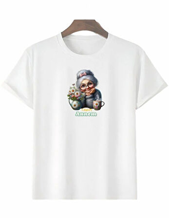 Anneler Gününe Özel Tasarım Canım Annem Baskılı T-shirt - Beyaz