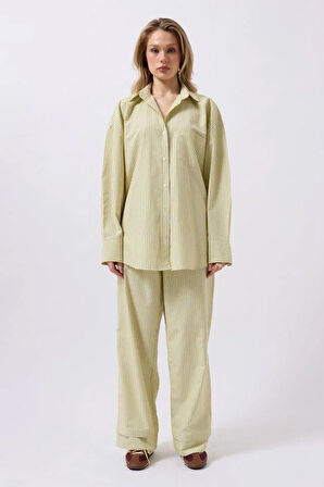 Çizgili Cep Detay Gömlek