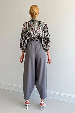 Beli Lastikli Saten Gömlek - Yeşil