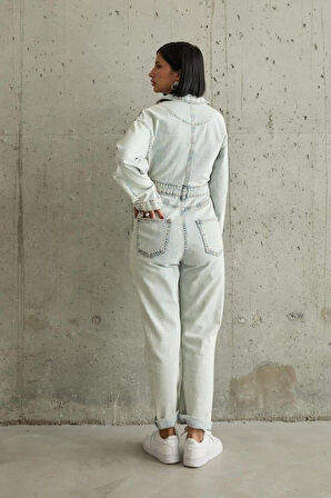 Kar Yıkama Blue Denim Tulum