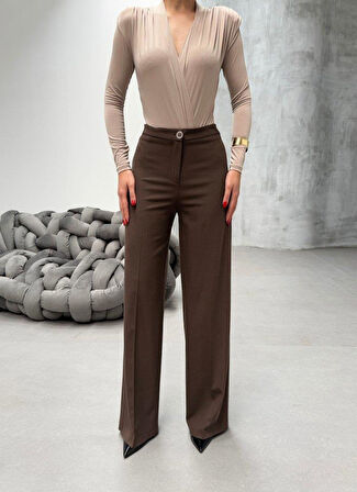 Yüksek Bel Straight Fit Palazzo Pantolon