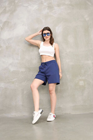 Osy Modal Yumuşak Dokulu Kumaş Kısa Şort - Mavi