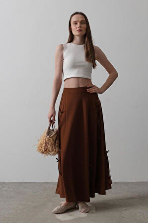 Fiyonk Kloş Etek - Kahve