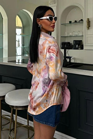Batik Desenli Saten Gömlek 3409