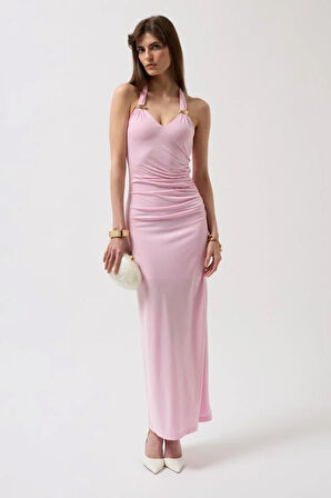 Aksesuar Detay Maxi Elbise