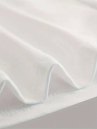 Baskılı Oversize Bisiklet Yaka T-shirt - Beyaz