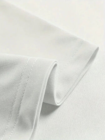 Baskılı Oversize Bisiklet Yaka T-shirt - Beyaz