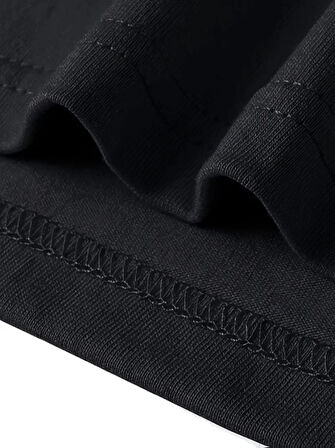 Baskılı Oversize Bisiklet Yaka T-shirt - Siyah