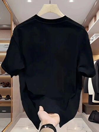 Baskılı Oversize Bisiklet Yaka T-shirt - Beyaz