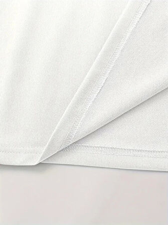 Baskılı Oversize Bisiklet Yaka T-shirt - Beyaz