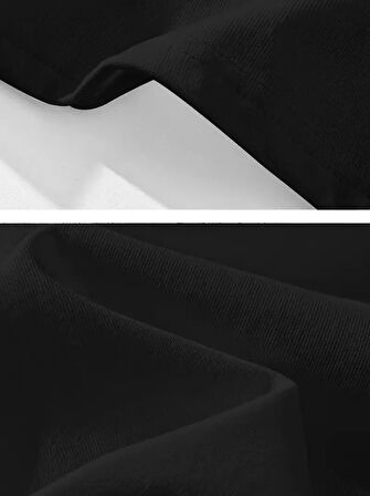 Baskılı Oversize Bisiklet Yaka T-shirt - Siyah