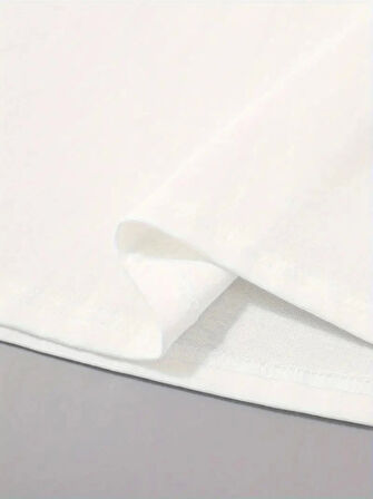 Baskılı Oversize Bisiklet Yaka T-shirt - Beyaz