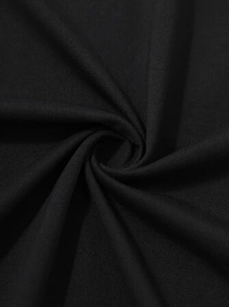 Baskılı Oversize Bisiklet Yaka T-shirt - Siyah