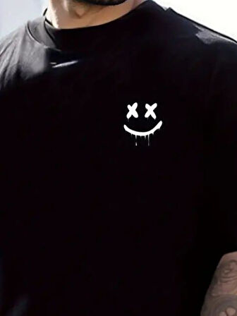 Erkek Kısa Kollu Bisiklet Yaka Baskılı Süprem Bluz