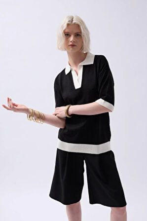 V Yaka Dokulu T-Shirt