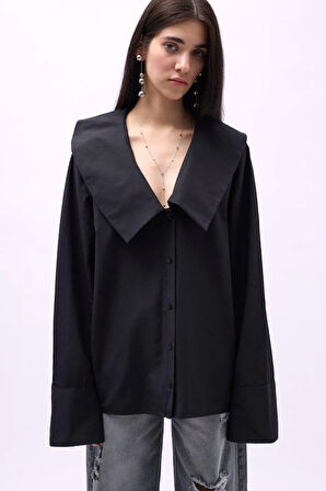 Geniş Yaka Volan Kol Gömlek