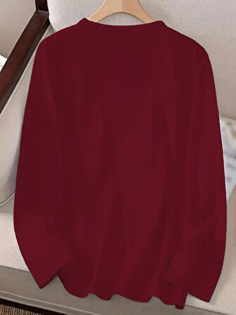 Kadın Uzun Kollu Bisiklet Yaka Desenli Vskon Bluz