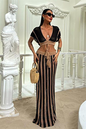 Leighton Çizgili Ajurlu Takım 9846