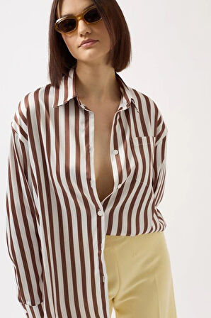 Çizgili Saten Gömlek