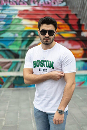 Erkek Boston Baskılı Süprem T-shirt