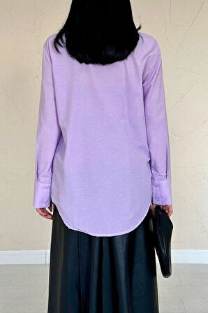 Lila Poplin Gömlek