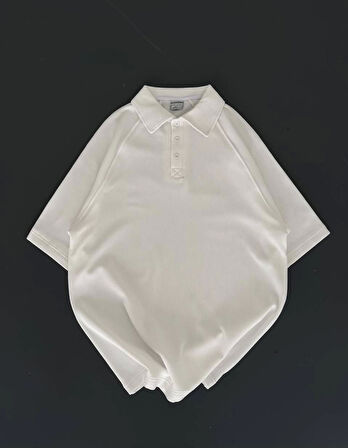 Yakalı Patlı Kısa Kol T-shirt - Beyaz