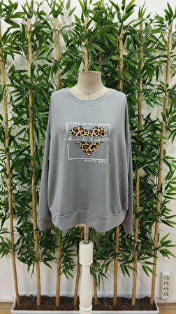 Kadın Uzun Kollu Bisiklet Yaka Desenli Viskon Iki Iplik Bluz