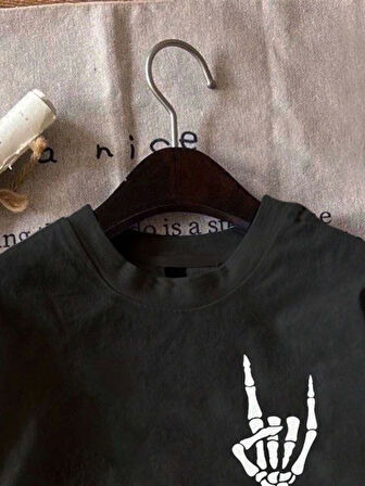 Erkek Baskılı Oversize T-shirt - Siyah