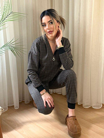 Kadın Iki Iplik Kumaş Fermuar Detay Kapüşonlu Ikili Takım