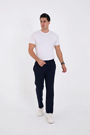 Unisex Üç İplik Basic Eşofman Özel Tasarım Pantolon - Lacivert