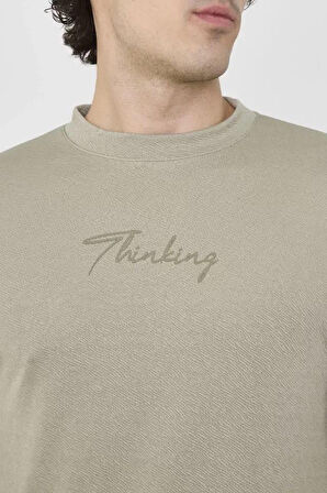 Unisex Bisiklet Yaka Slim Fit T-Shirt- Açık Yeşil