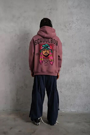 Erkek SCHOOL BOY Baskılı Kapüşonlu Sweat - Gül Kurusu