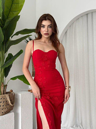 Stor Gül Detaylı Elbise