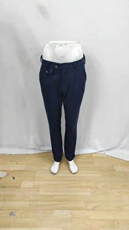 Erkek Belden Düğmeli Cepli Dokuma Pantolon