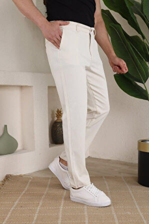 Erkek Casual Slim Fit Cord Desenli Kumaş Pantolon